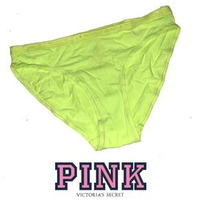 Victoria's Secret PINK Neon Yellow Bikini Panties Underwear Culotte- P045β XS